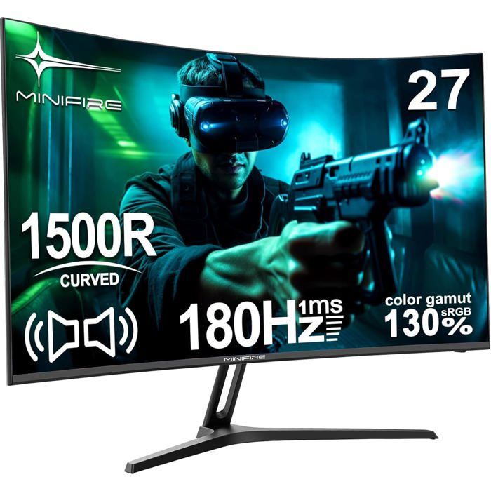 Gaming Curved Monitor 27 Pouces Mfg27C1 180Hz 1Ms 130% Srgb Monitor Avec Sprecher 1920 * 1080 Va Panel （Mfg27C1 Avec Câble Hdmi）