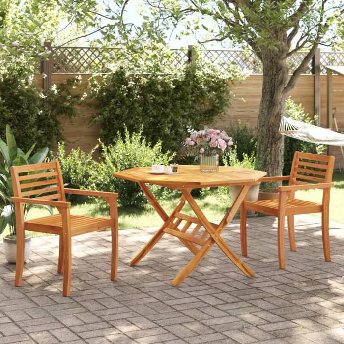 SWEETY Chaises de jardin lot de 2 - 59x55x85 cm bois massif dacacia - anticorrosion - 14.7kg CJ981