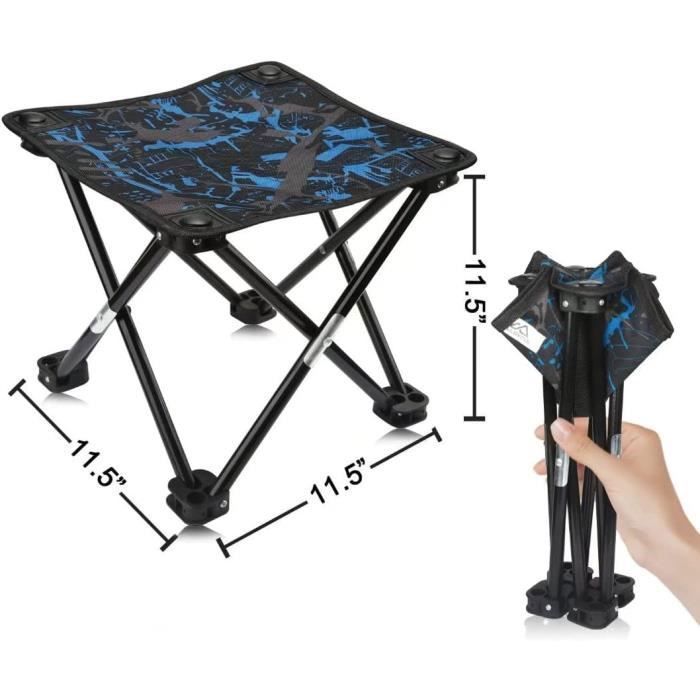Tabouret Pliant GBKDQQ – 30x30x27 Cm, Acier Carbone + Oxford 600D, Capacité 110 Kg, 470 G, Pour Camping, Pêche, Rando
