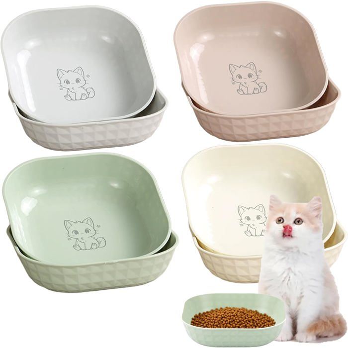 8 Pièces Gamelle Chat Coloré Gamelle Anti Glouton Chat Gamelle pour Petits Chiens Facile à Nettoyer Bol Plat Large