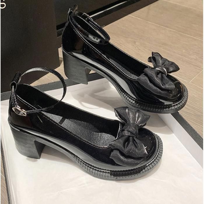 VITATA Escarpins Femme–Chaussures à Talons Carrés avec Nœud