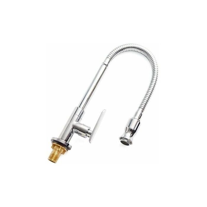 Robinet extérieur de cuisine 360° monotrou chromé en cuivre – pivotant eau froide