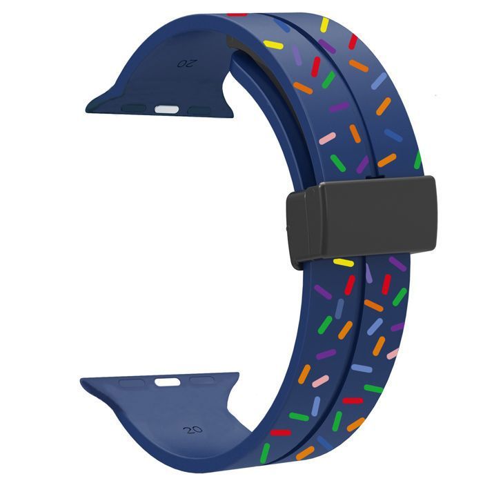 Stravo Bracelet Silicone Magnétique Rainbow Sport Confort Tendance pour Apple Watch 42/44/45/46/49mm SE Ultra - Bleu