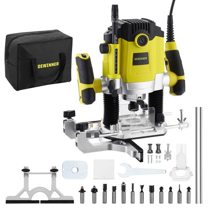 Défonceuse à bois - DEWINNER - 1800W - 10000-26000 tr/min - Set 12 fraises