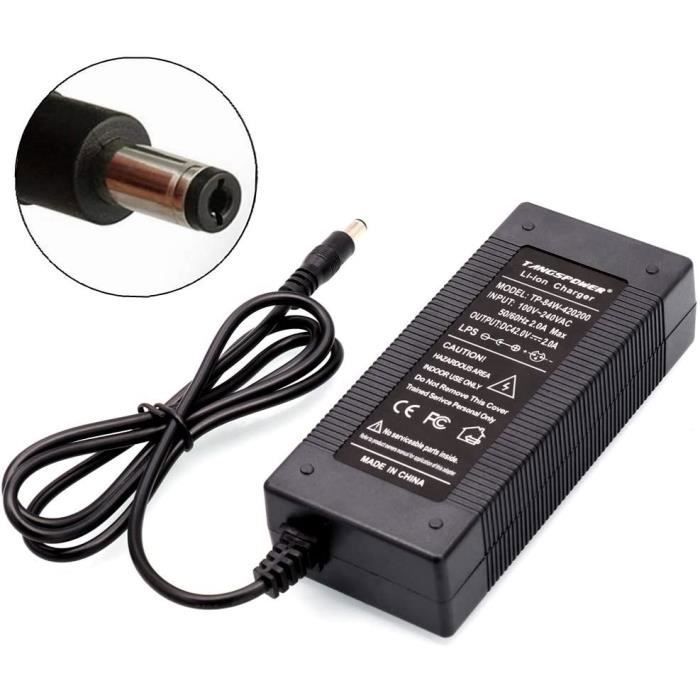 Chargeur Secteur 42V 2A Pour Scooter/trottinette électrique - Prise UE, Entrée 100-240V | Avec Indicateur LED, Remplacement De Chargeur D'origine
