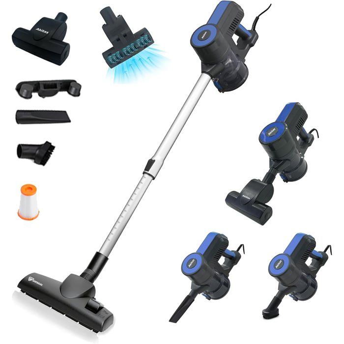 Aspirateur Balai Akitas S12 Turbo 2 en 1 Léger avec Filtre HEPA et Brosse Wessel Werk