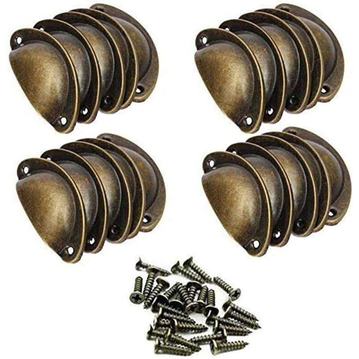 20 Pcs Poignée de Coquille Vintage 82mm Antique Coquille Fer Poignée de Porte Bouton Tiroir Retro(bronze)