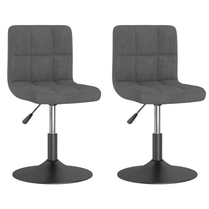 NEUF 2026 CHIC Chaise pivotante à dîner SWEETY Pour cuisine/salon Set de 2 gris foncé velours 40x43x(71-85.5) cm CCC2567