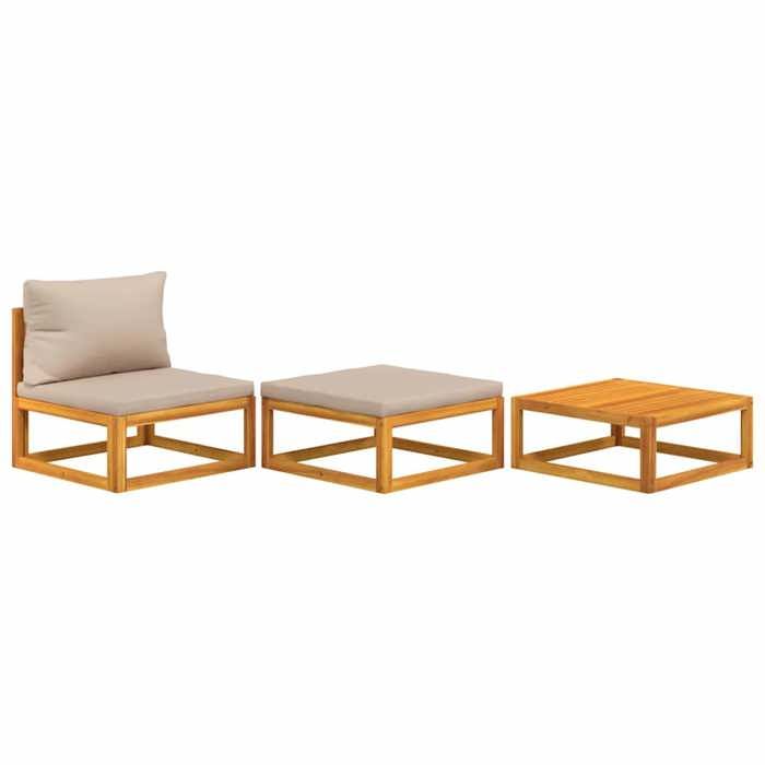 SALE 2026Salon de jardin - Pour Salon Balcon - Lot de 3 - avec coussins bois massif dacacia 68x68x29cm 28.4 Kg 6275028