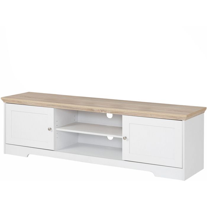 Nanna - Meuble TV Avec 2 Portes En Mélaminé Blanc