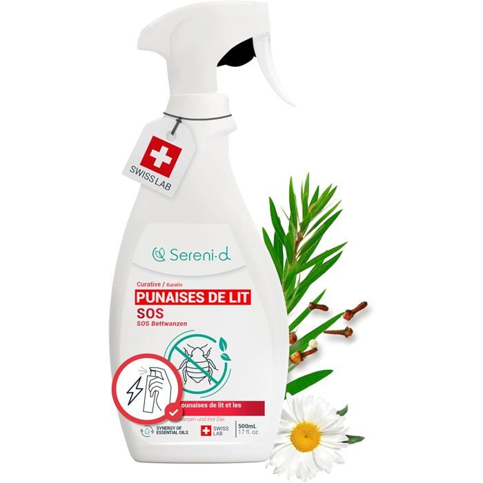 Spray Insecticide CHOC Traitement naturel aux Huiles Essentielles et Fleur de Pyrèthre Végétal - Produit qui élimine - 500mL