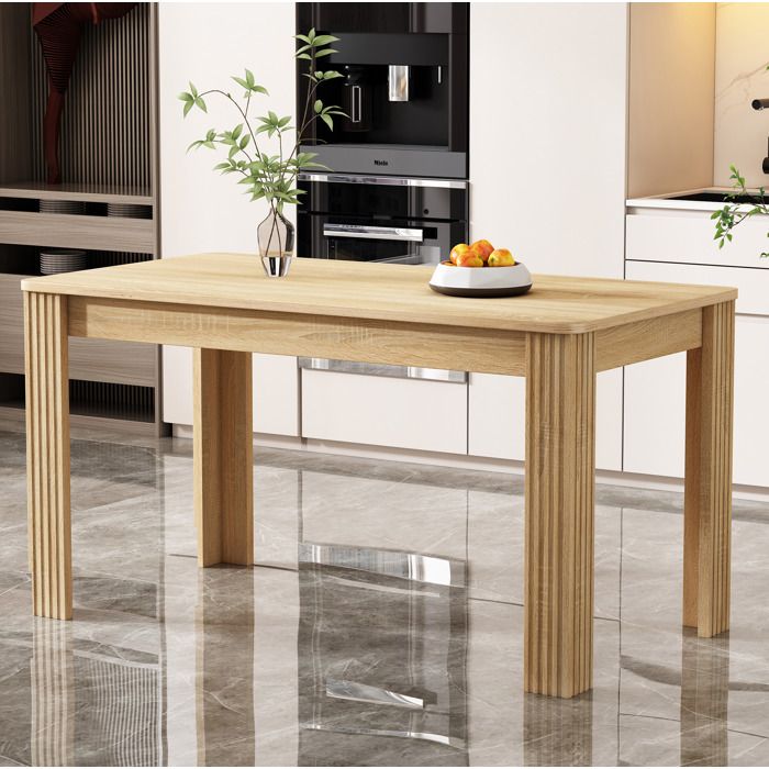 Table à manger rectangulaire 116 x 65 x 75 cm décor chêne en panneaux de particules 4 pieds style moderne