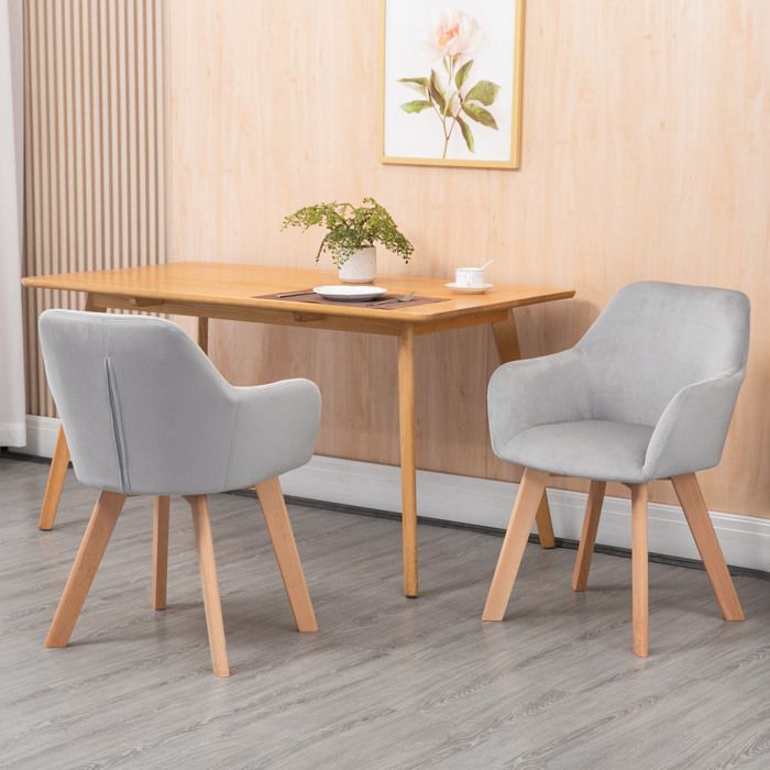 Chaises De Salle A Manger Lot De 2 Grises Chaise Avec Accoudoirs FloraGrace Pour Salle A Manger Montage Requis 54x57x80cm