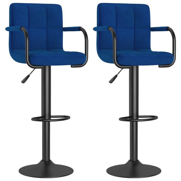 Les SoldesTabourets de bar Tabourets Cuisine - (2 pcs) - 2 personnes - bleu tissu(48x47x(90-111) cm) kjj66r