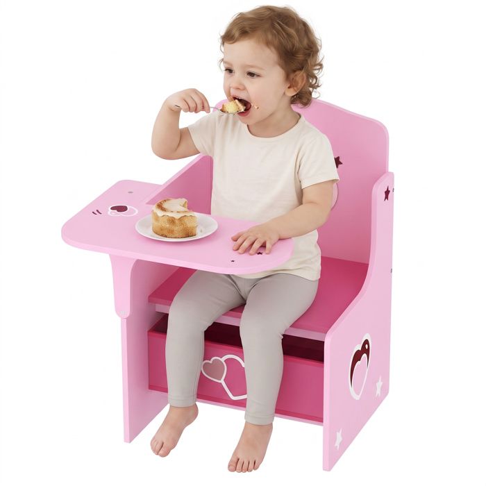 Table et chaises enfant - Table de chevet enfant - Rose - MDF - De 3 à 5 ans - 2 en 1 - Pour l’aménagement de la pièce de vie