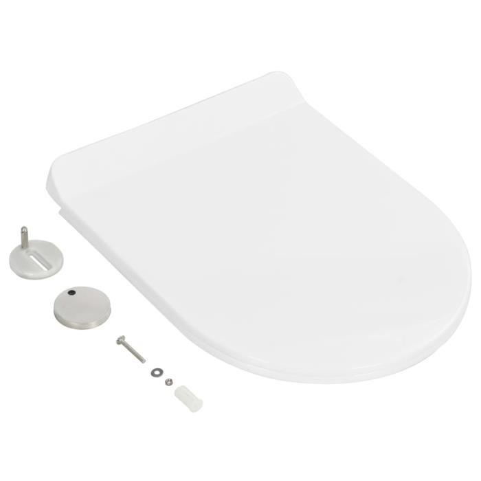 Abattant WC Ovale à Fermeture Amortie – Siège De Toilette Blanc Silencieux, Libération Rapide, Antibactérien, Universel Et Facile à Nettoyer