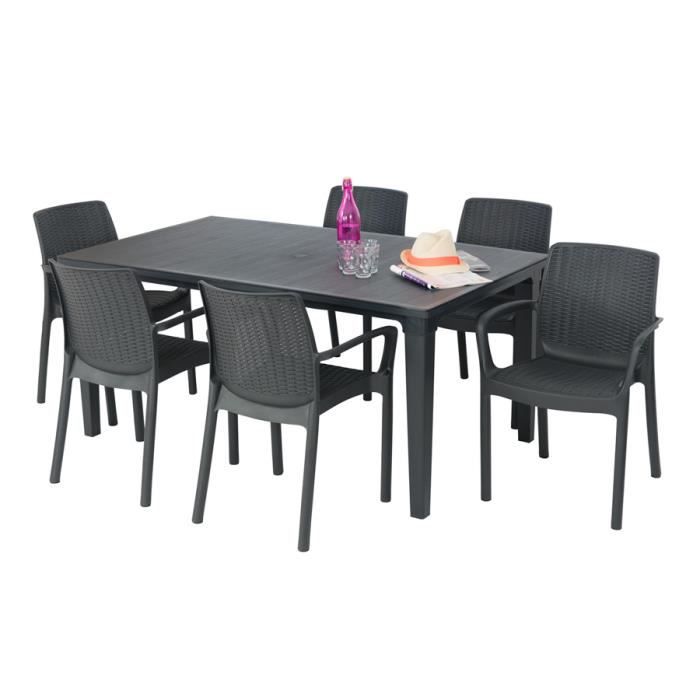 Allibert Salon De Jardin Table Graphite 6 Fauteuils Anthracite