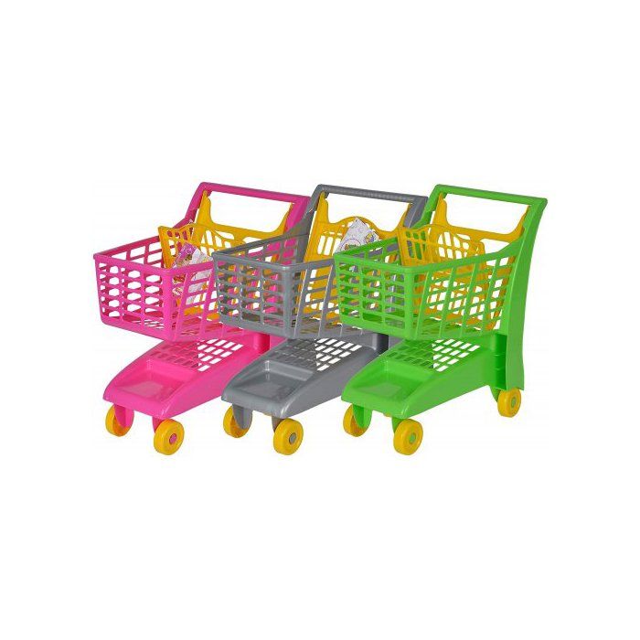 Un Chariot Supermarche - Hauteur poignee 47cm - Panier A roulettes - Jouet Imitation Enfant - Course - Coloris Aleatoire