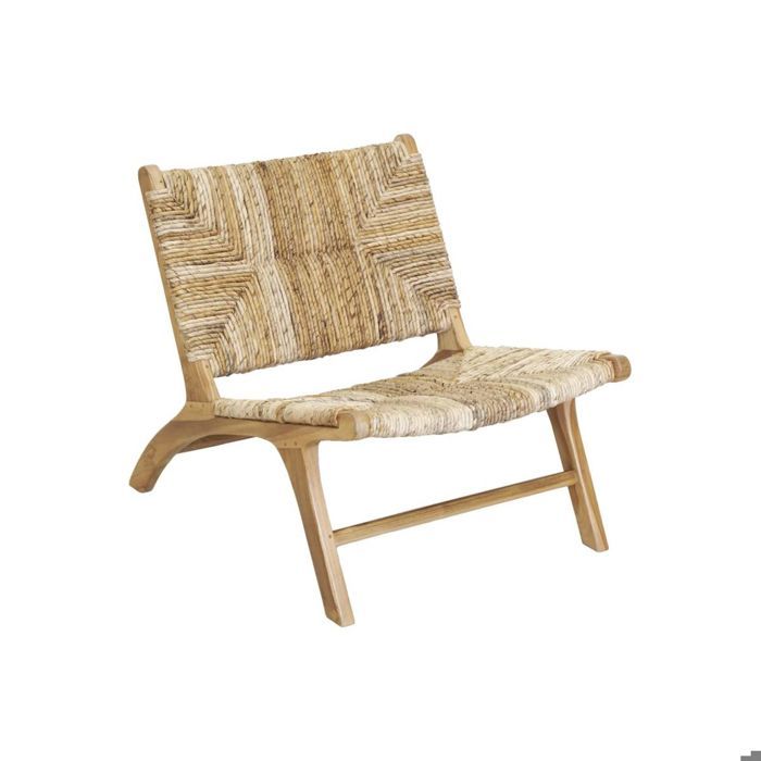 Fauteuil bas en teck naturel et bananier Fauteuil bas en teck naturel et bananier