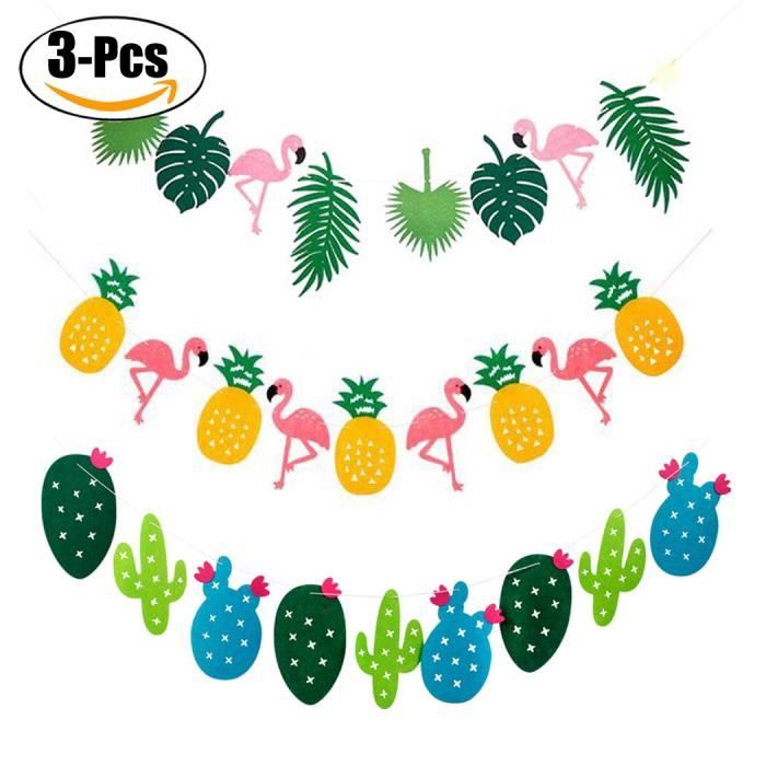 Get Wallpaper 3 Pcs Bannieres De Fete Tropical Jungle Theme Flamingo Ananas For Free