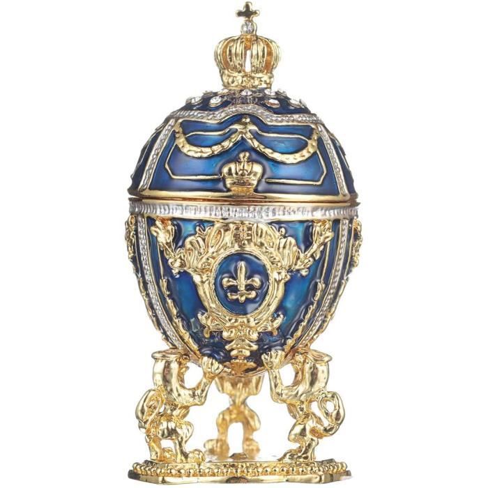 Huevo Al Estilo Fabergé Caja De Joya Con Leones Y Corona Del Emperador 75 Cm Verde~p105766055