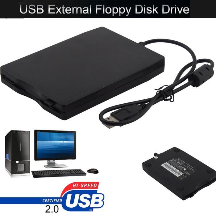 3,5 pouces 1,44 Mo FDD Noir USB Interface externe portable Disquette FDD  Lecteur de disquette USB externe pour ordinateur portable 