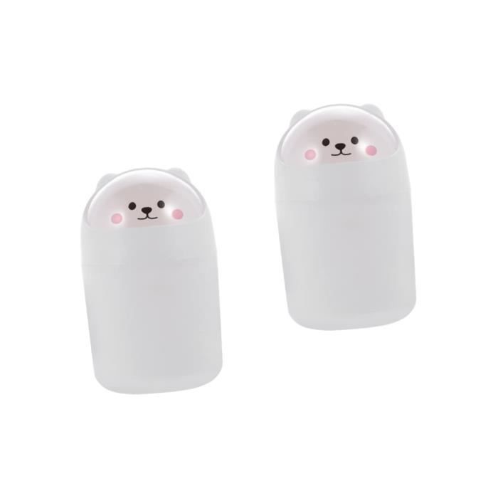 2 Mini Poubelles De Bureau TAIANJI - ABS, Rose Et Vert, Multifonctionnelles Avec Couvercle