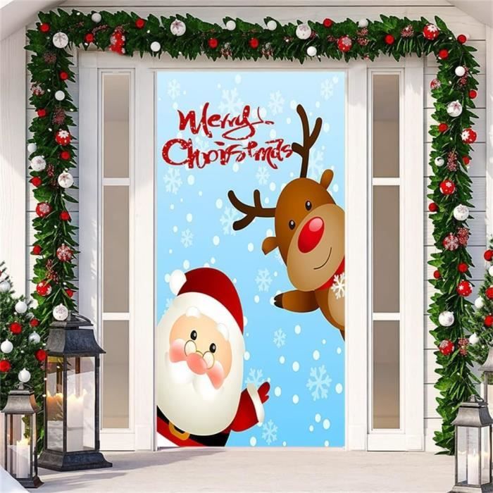 Bannière De Noël Décorative 90x180 Cm – Tissu Polyester Résistant, 4 Anneaux Et Corde Incluse – Pour Porte, Mur, Extérieur