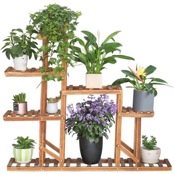 Support Pour Pot De Fleurs En Bois Massif - Étagère Décorative Pour Plantes D'Intérieur Et Balcon - 9