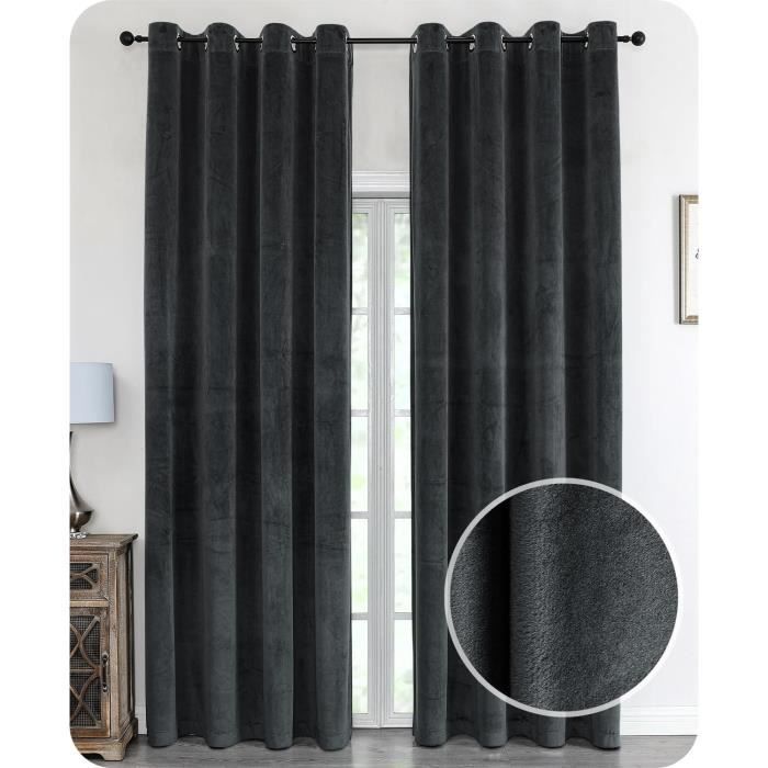 Rideau En Velour Gris
