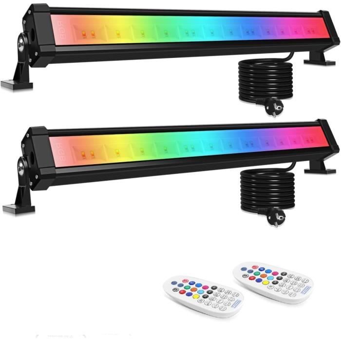 projecteur led rgb exterieur, 25w barre led rgb multicolore télécommande, étanche ip66, 10 couleur 6 luminosité réglable,.[z1493]