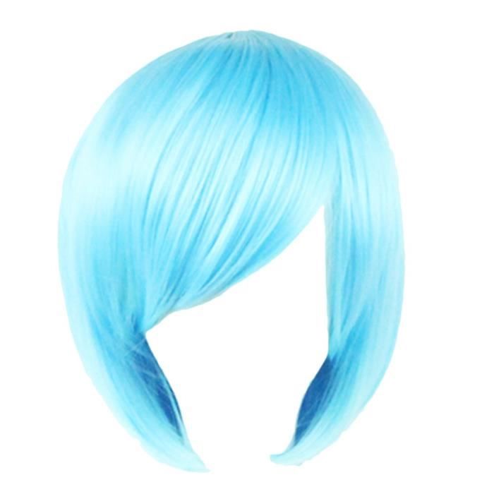 perruque bleue courte