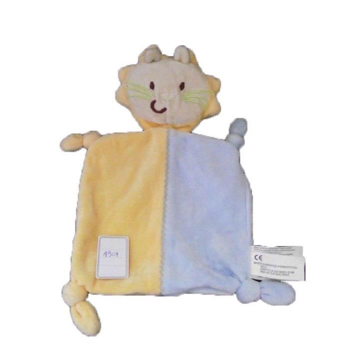 Doudou Auchan Lion Plat Jaune Et Bleu 4 Noeuds Cdiscount Puericulture Eveil Bebe