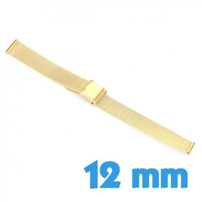 Bracelet de montre mailles milanaises 12 mm Dor Dor Acier