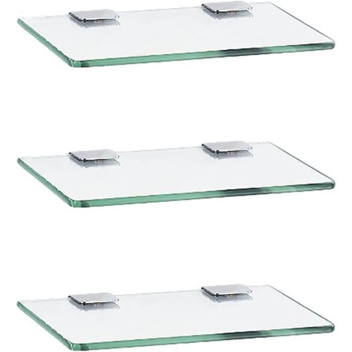Étagère De Douche En Verre Trempé - Sans Perçage, Avec Rail Aluminium - Tailles 60 Ou 80 Cm - Pour Salle De Bain