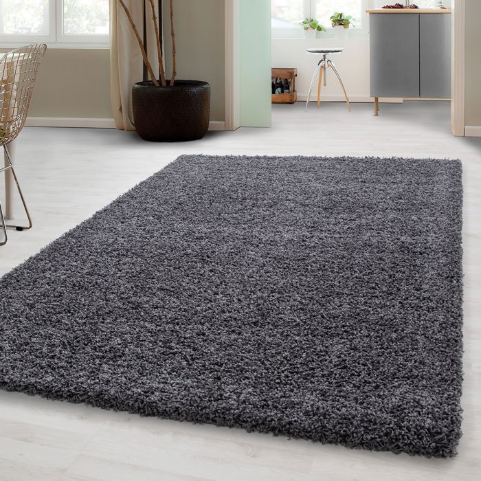 Tapis Shaggy Tapis Long Facile D Entretien Gris 160x230 Cm