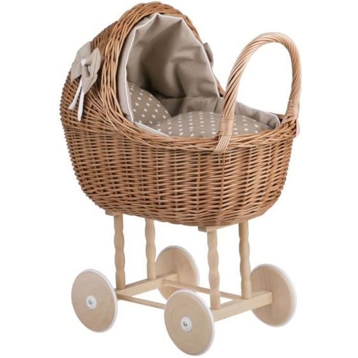 Landau poupée osier Cyrillus en beige