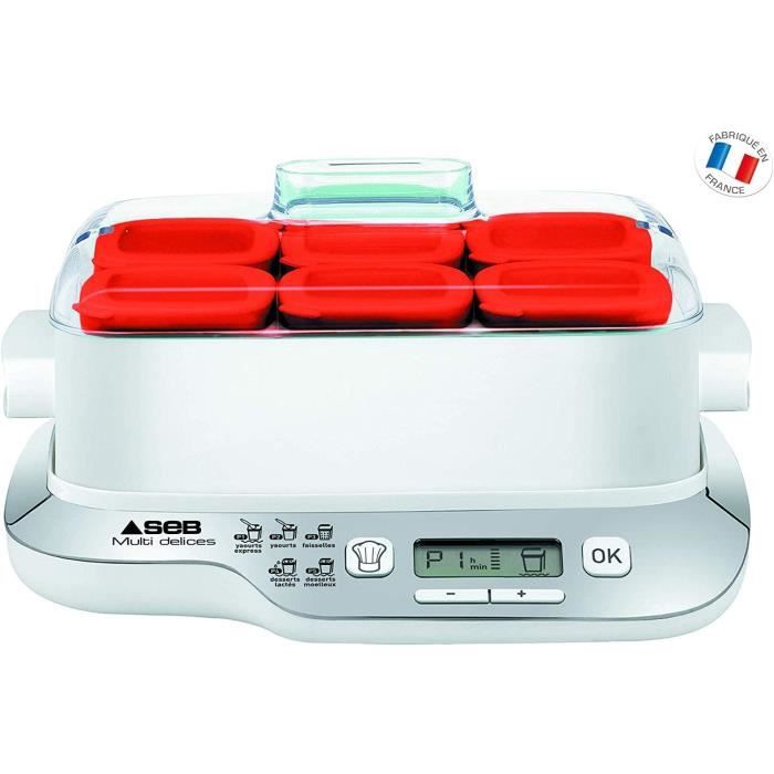 Seb YG660100 Yaourtière Multi Délices Express 6 Pots 600W Rouge et Blanc Seb YG660100 Yaourtière Multi Délices Express 6 Pots 600W Rouge et Blanc
