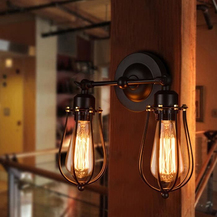 [Deux Tête] E27 Rétro Applique murale interieur salle de bain Applique murale salon Lampe murale led moderne - Ampoule inclus pas