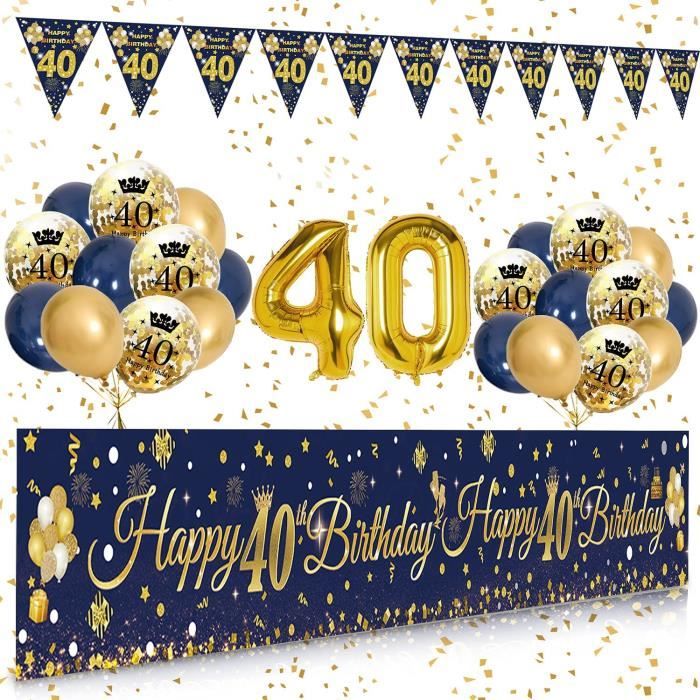 Decoration Anniversaire 40 Ans Bleu Or Pour Homme Femmeballon 40 Ans Marine Bleu Or Ballonsbanderole Joyeux Anniversaire Tria 163 Cdiscount Maison