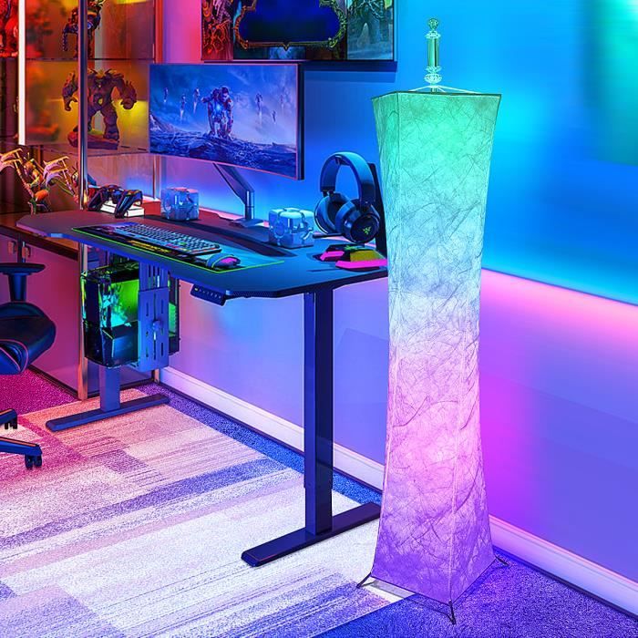 Lampadaire Salon sur Pied Lampe Gaming Dimmable RGB Lumière Ambiance  télécommande Chambre EU Plug - Cdiscount Maison