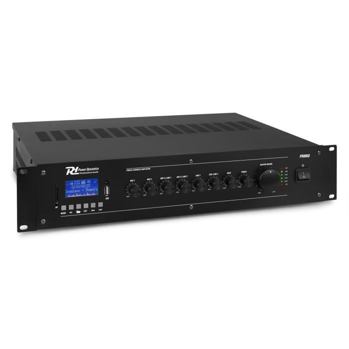 Amplificateur mixeur 5 canaux - Power Dynamics - PRM60 - 60 W - Bluetooth - Télécommande