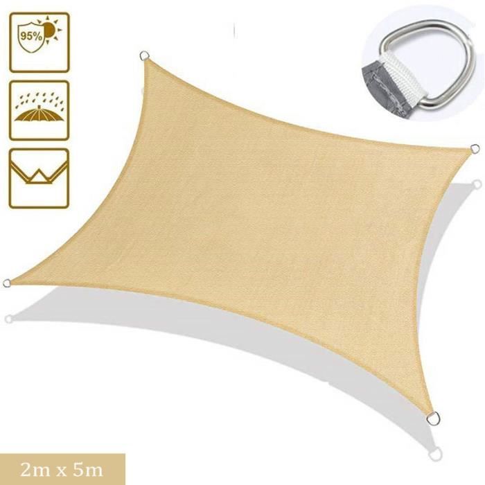 Voile D'Ombrage Étanche Rectangulaire 1.8 X 1.8 M Résistant Aux Uv