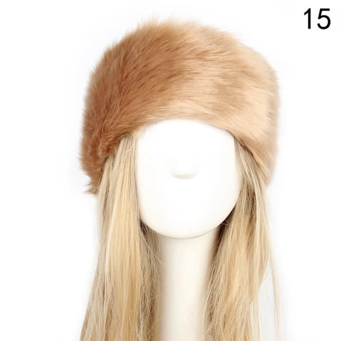 Brown mix Fluffy fausse fourrure bandeau chapeau ski oreille chaud nouveau taille manchons 60cm 