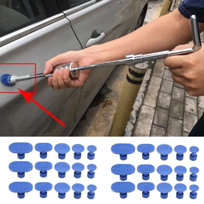 Kit Débosselage sans Peinture,Outil Débosselage Carrosserie avec 18  Ventouses Bleu pour Automobile, Réfrigérateur,Moto, Machine