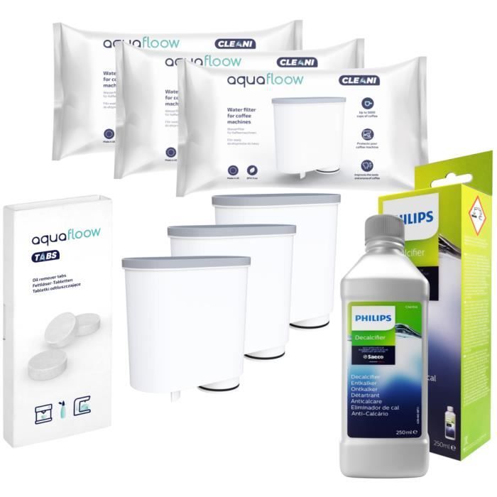 Kit d'entretien AquaFloow pour machines à café Philips/Saeco - filtres, comprimés de nettoyage et détartrant