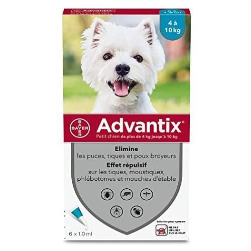 Advantix Petit Chien ? Anti-Puces Et Anti-Tiques ? 4-10kg ? 6 Pipettes 5019