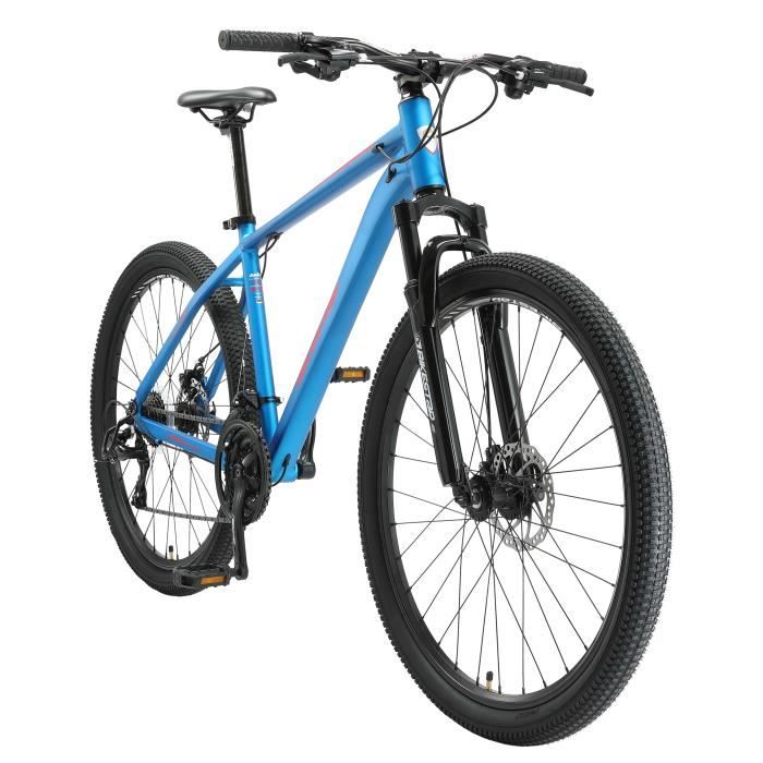 VTT en aluminium BIKESTAR 27.5 Pouces 21 vitesses Shimano avec frein à disque Bleu Orange