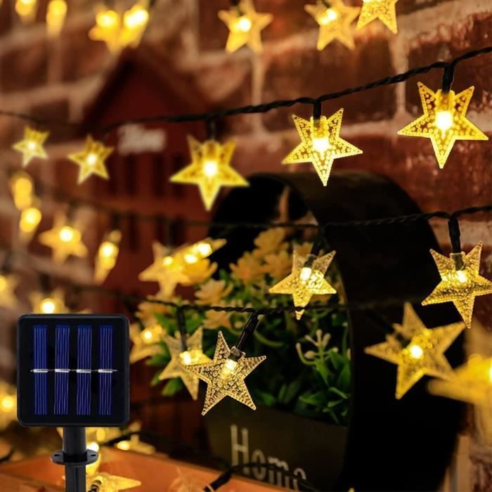 Guirlande Solaire Extérieure Peasur 12M 120 LED - Lumière Blanche Chaude, 8 Modes, Étanche IP65 Pour Jardin, Terrasse, Noël & Mariage