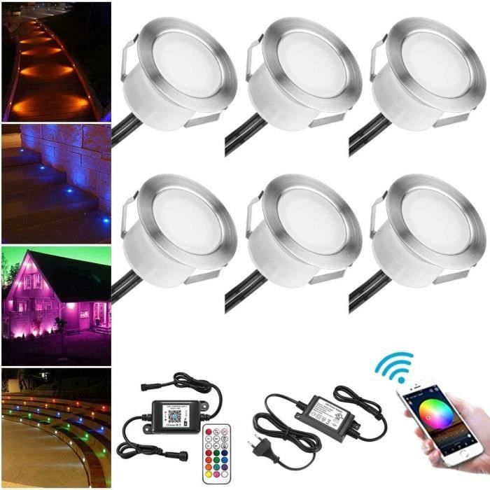 20X Rgb Spot Encastrable Exterieur Dimmable Pour Terrasse Bois, Etanche